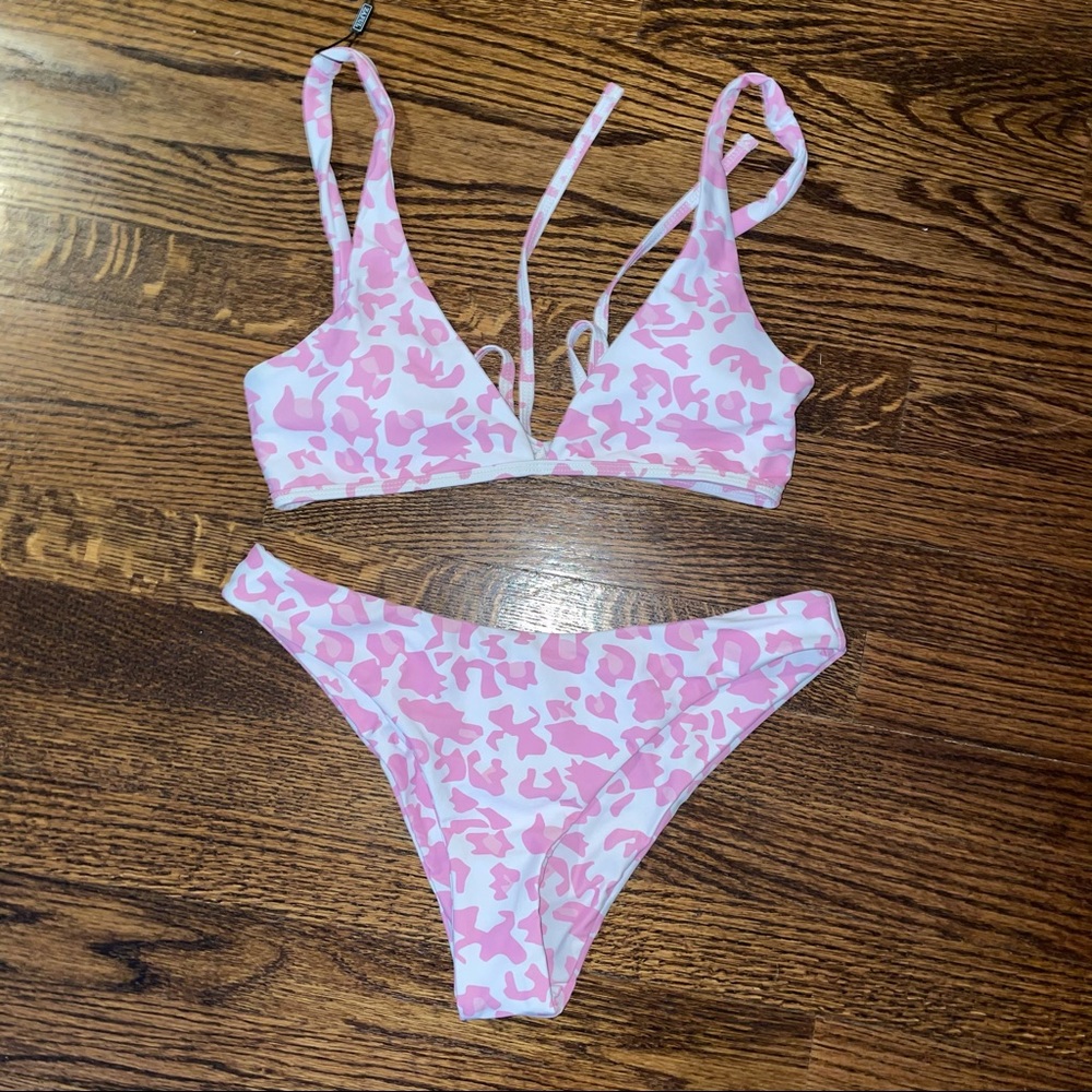 Zaful pink cow print bikini